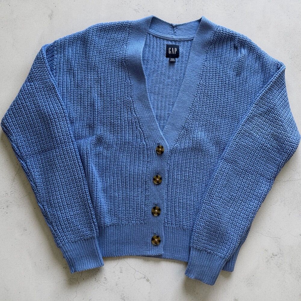 GAP Women’s Blue Knit Cardigan Sweater Button Front Long Sleeve Size XXS - Picture 3 of 15